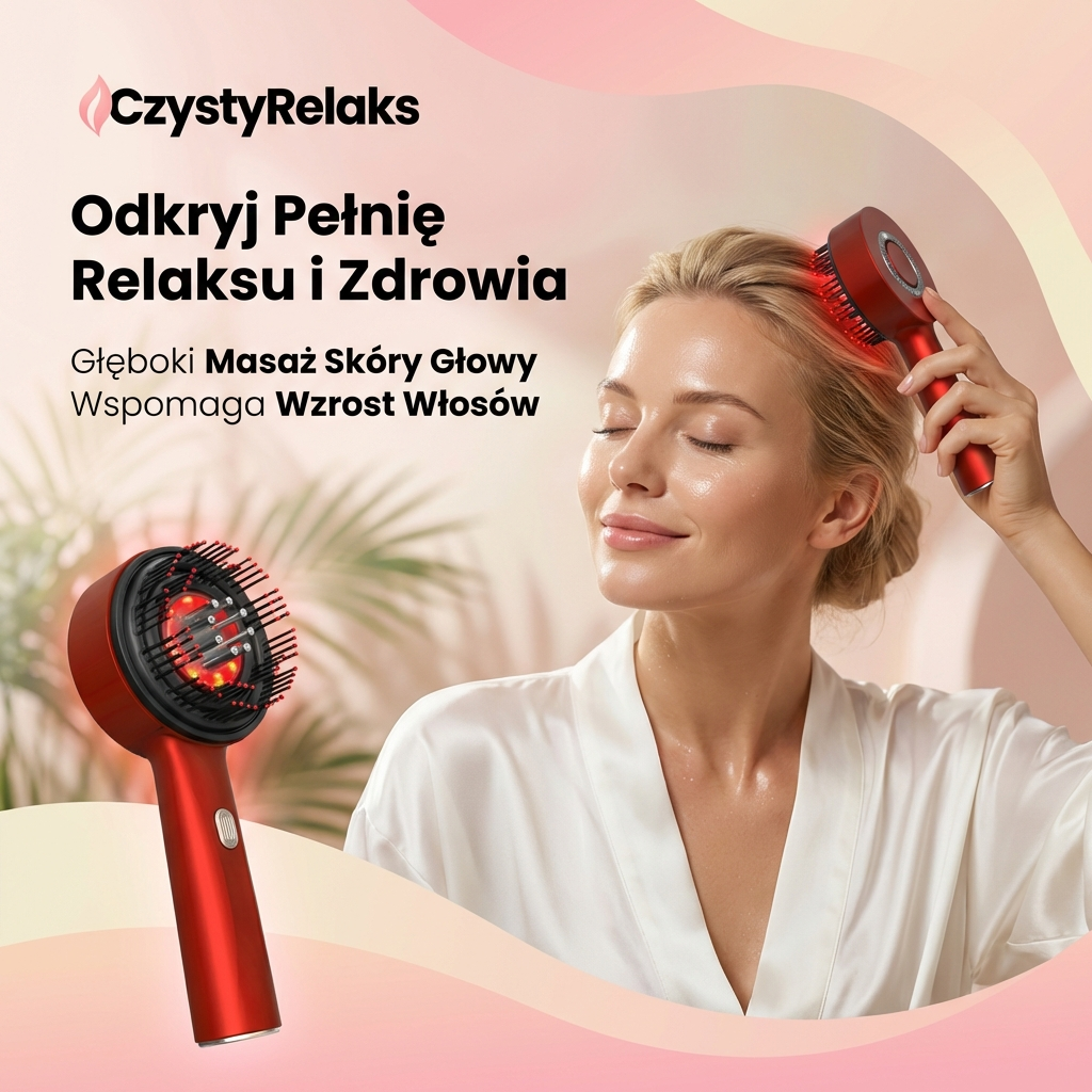 Masażer do skóry głowy z czerwonym światłem