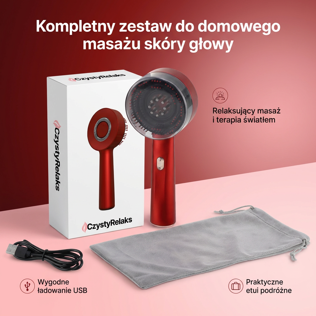 Masażer do skóry głowy z czerwonym światłem