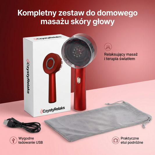 Masażer do skóry głowy z czerwonym światłem